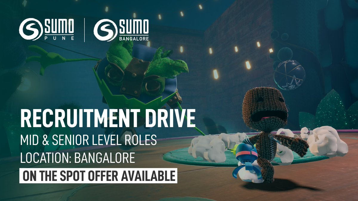 SumoIndiaDev's tweet image. Hi Everyone,
Here’s your chance to be a part of our Sumo India family and be a part of one of the biggest AAA game studios in India!🎮
We are coming to Bangalore for a recruitment drive.💻😀
More information is coming soon!
#Career #GameProgrammers #GameArtists #GameDesigners