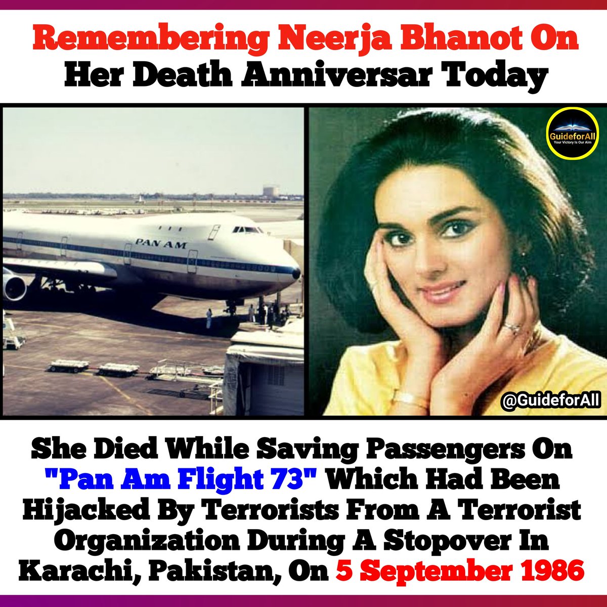 Sept 05: Remembering #NeerjaBhanot on her death anniversary today.