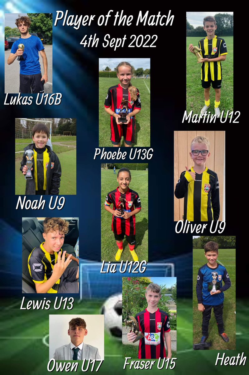 SouthwickFCYth's tweet photo. All our Player of The Match’s from our busy footballing wekeend, mixed results, but most importantly, happy faces all round! Well done to everyone involved 👏🏻⚽️ https://t.co/rfTlZnTahT
