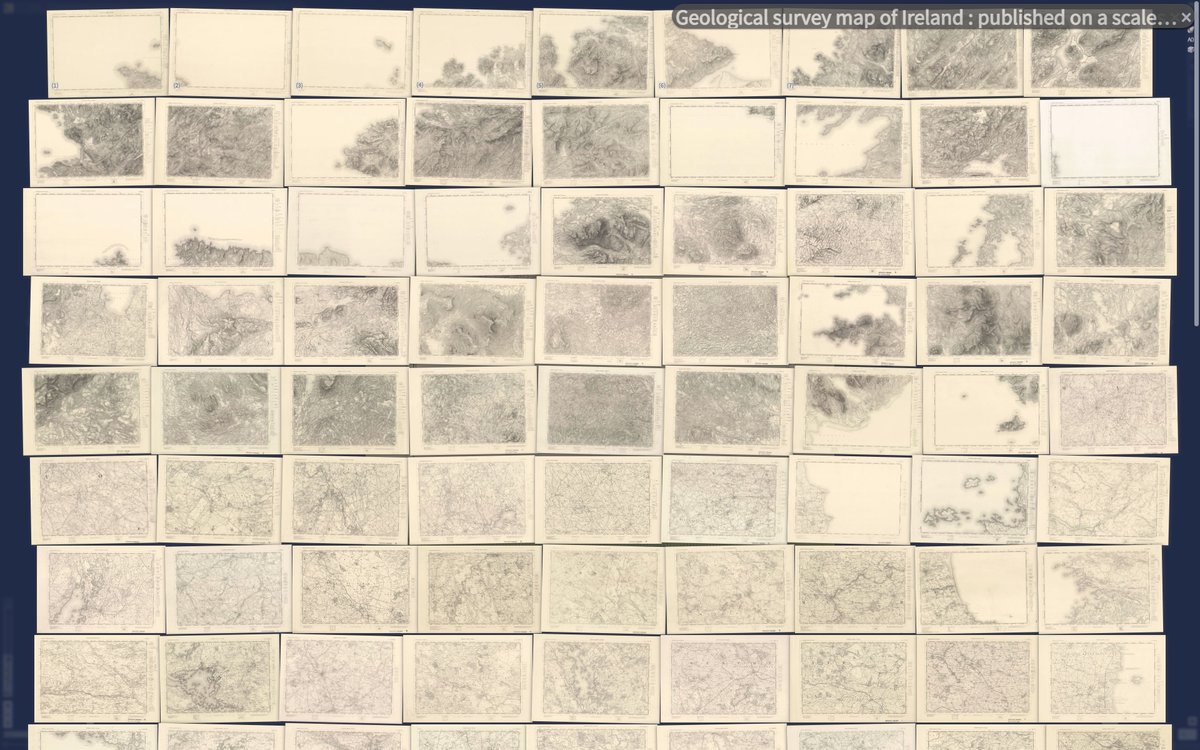 chronohh's tweet photo. I wonder if there is any efficient tooling for stitching and geo referencing such maps? Eventually this might become Ireland on 170 sheets! https://t.co/FWd2qgxkEY /via @PULibrary #iiifmaps https://t.co/vUwvaFyUPw