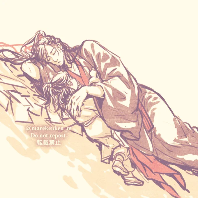 らくがき。魏嬰と阿苑。#魔道祖師 #MDZS 