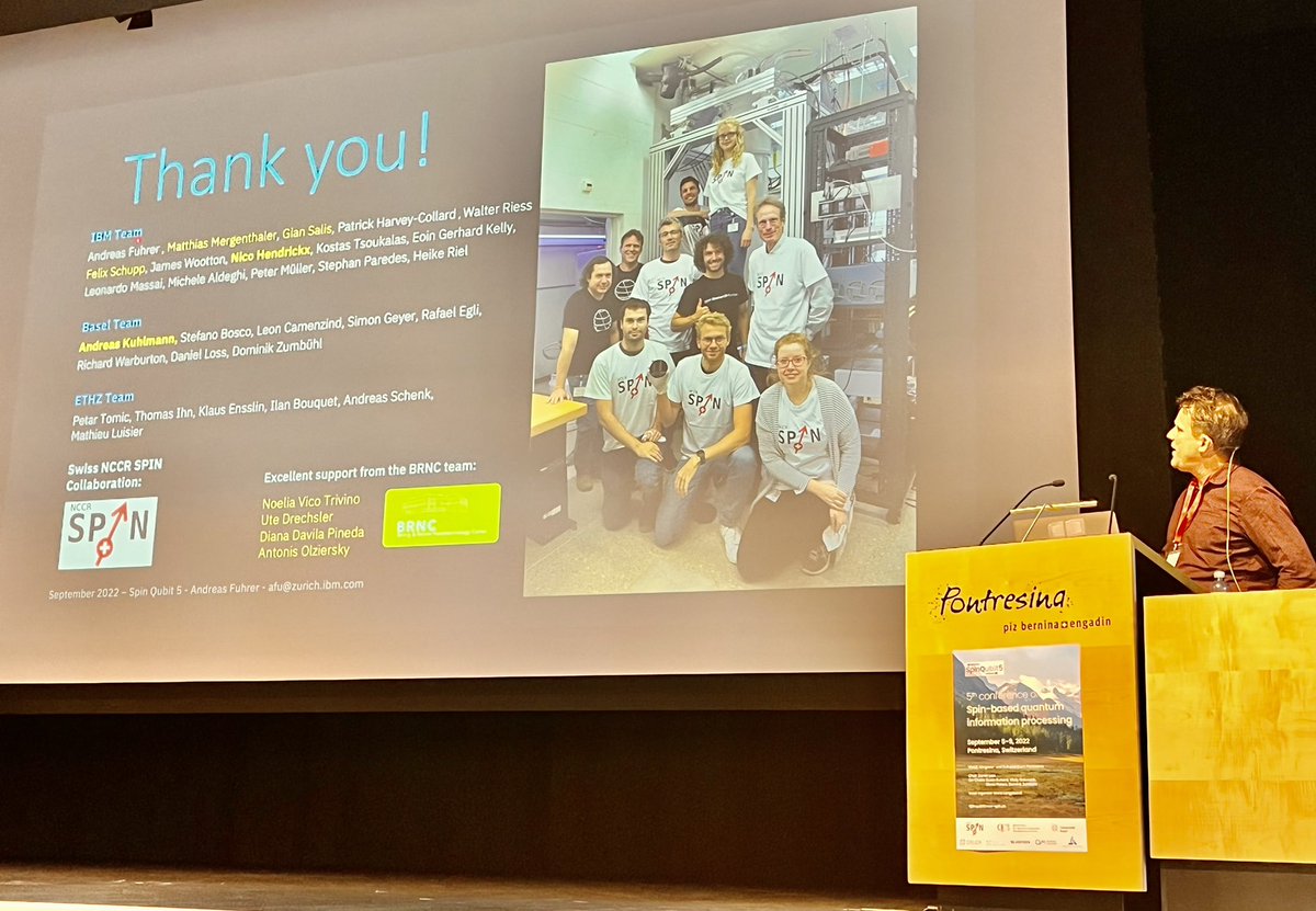 nccrSpin's tweet image. Collaboration is essential to break new ground. #IBM and the #NCCRSpin group join forces to develop spin qubits  and tackle the next frontiers in quantum technologies #SpinQubit5 #Pontresina2022 #NCCR #AndreasFuhrer