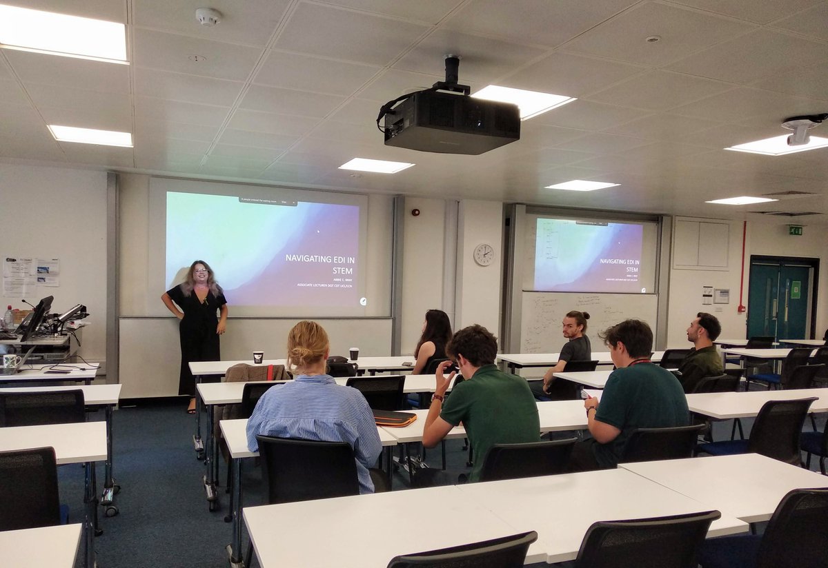 XLCimperial's tweet photo. Thanks so much to Dr Abbie Bray (@AbbieBrayPhys) for an amazing seminar on Equality, Diversity and Inclusion in STEM (@Imperial_EDIC). Opened up an important conversation and pointed out steps that we all need to take to work on #DiversitySTEM. https://t.co/mA2jhSSk1z