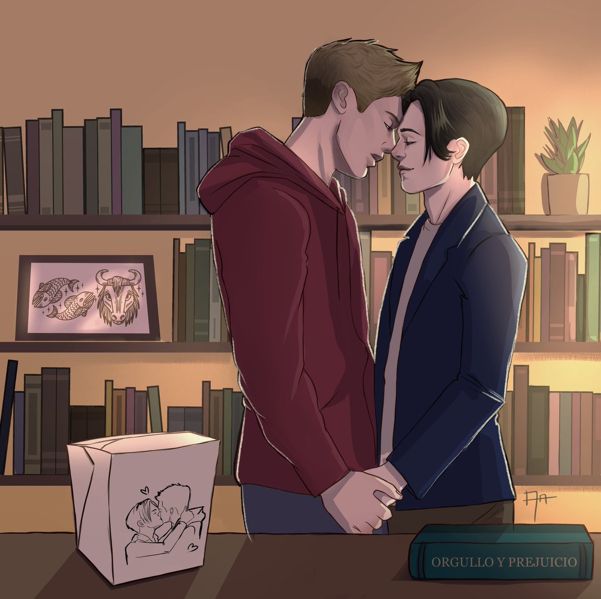 A veces me olvidó de que tengo Twitter, lo confieso 😂
Os dejo por aquí el fan art que hice de los chicos de <a href="/anytasunday/">Anyta Sunday</a> del libro Piscis pesca a Tauro, traducido por <a href="/VCavanillas/">Virginia Cavanillas</a> 
Decir que Zane y Becky son mis preferidos de signos de amor ❤️❤️❤️
¿Habéis leído el libro?