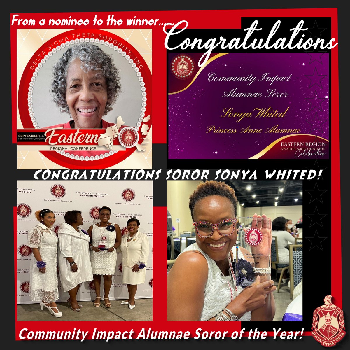 m_tilghman's tweet photo. From a nominee to the winner: Congratulations to Sonya Whited for winning the Eastern Region Community Impact - Alumnae Soror Award! @swdelta7
#DSTRC2022 #ERC2022 #ElevatingExcellence #EpicSisterhood @paacdst https://t.co/3jz6q5qbQH