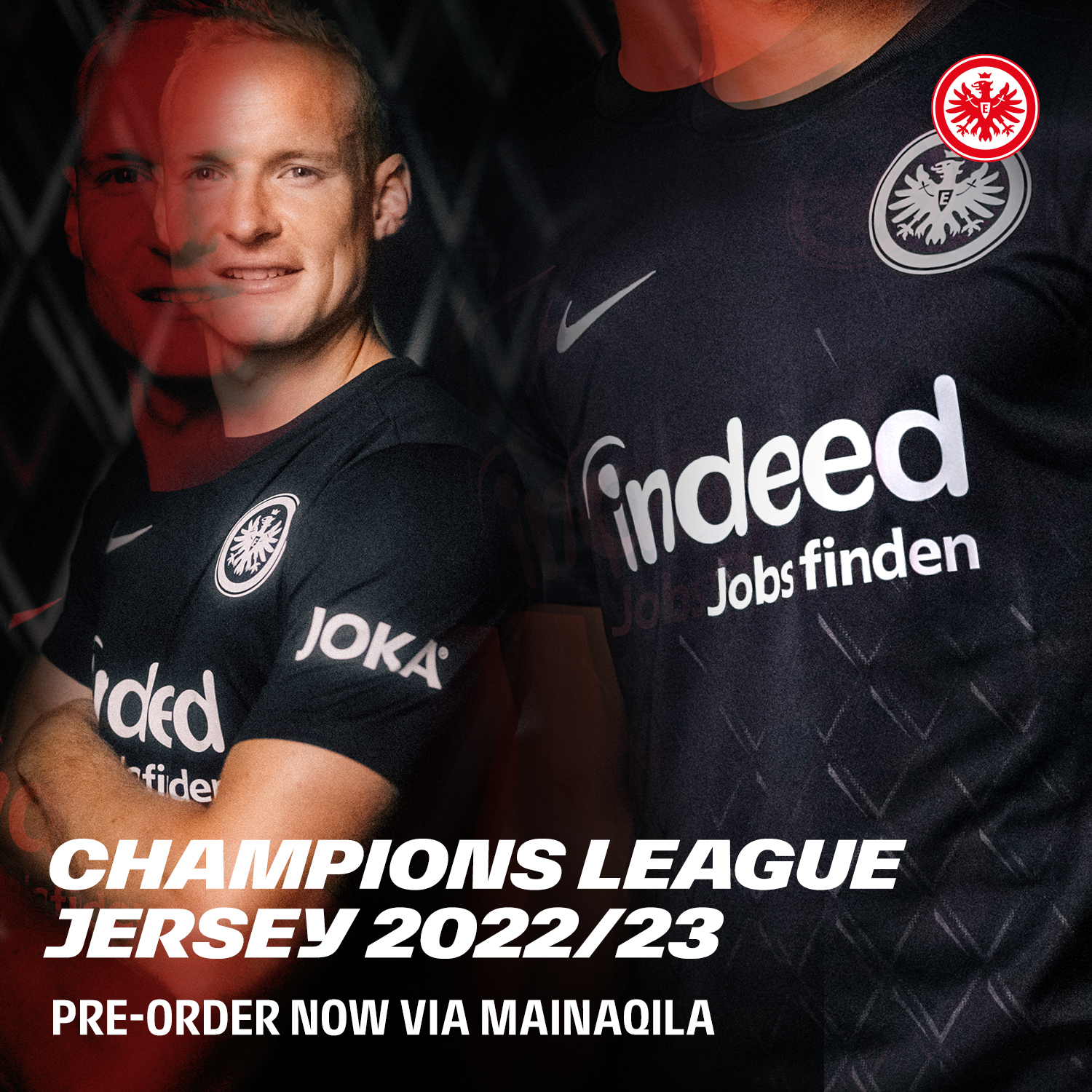 Eintracht Frankfurt Ucl ユニフォーム登場 ヘッセンの伝統アップルワインのグラスのダイヤモンド模様をあしらったシンプルなデザインの漆黒のユニフォーム 本日 公式アプリmainaqilaにて予約注文スタート Sgeuropa