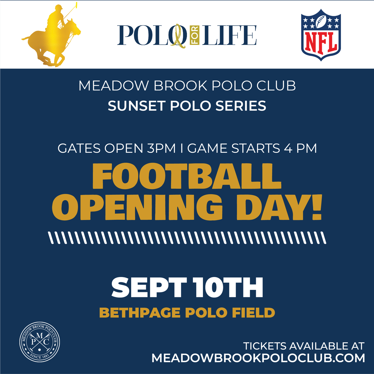Poloatthepark's tweet photo. Join us this Saturday 9/10 for a special event. Onsite Silent Auction by Grandstand Sports and Memorabilia with one-of a kind sports memorabilia items available to bid.  All proceeds go to the @PoloForLifeOrg - Tickets available at https://t.co/IakuWHtR3f https://t.co/xVGjvx8OyQ