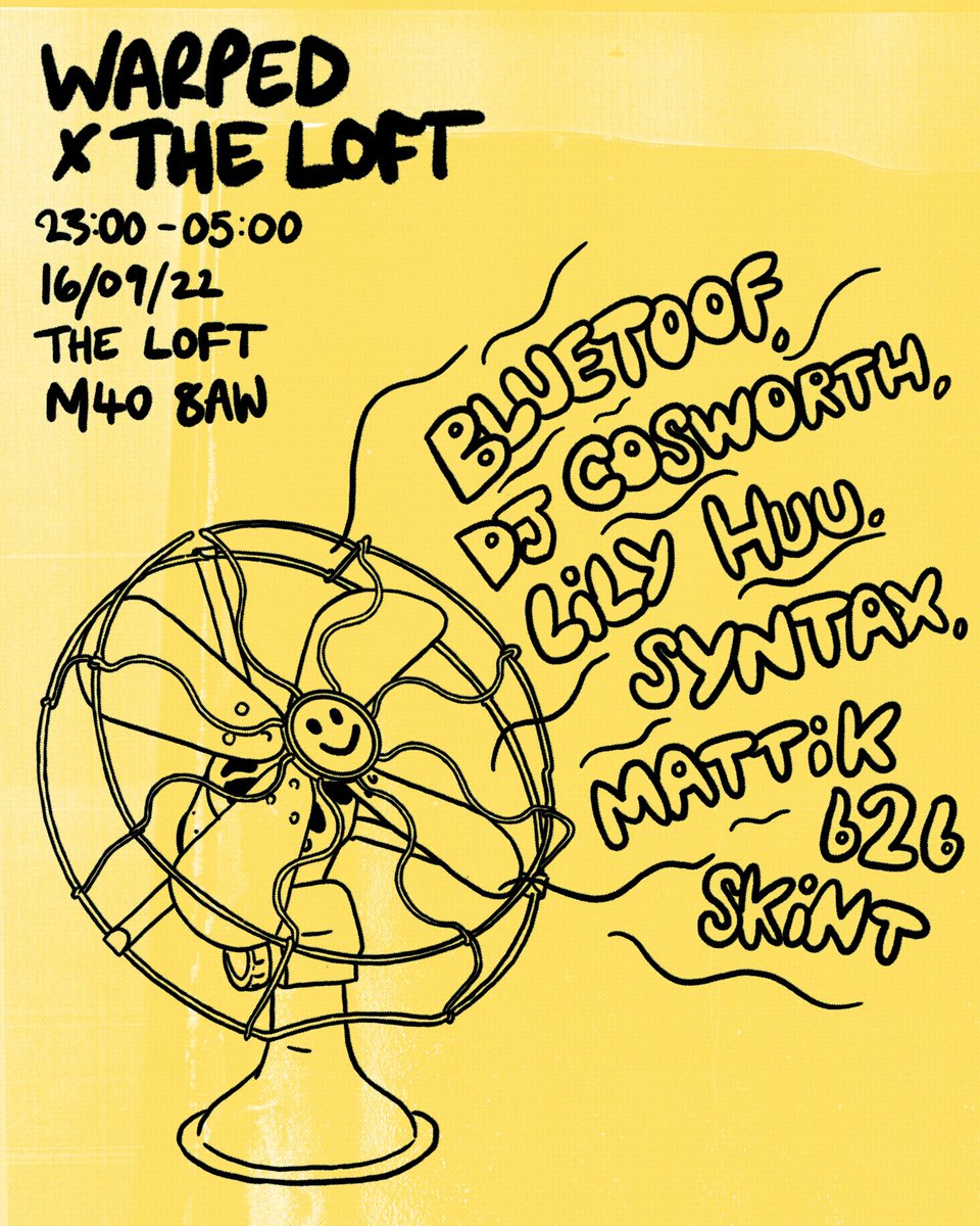 warpedmcr's tweet photo. First up we’re linking up with The Loft to bring some bass to the venue with the likes of Bluetoof, DJ Cosworth, Lily Huu, Syntax and more, in what’s going to be a seriously weighty event! 

Tickets are moving fast for this, get yours here ⤵️

https://t.co/XBZbgM4PC5 https://t.co/eb022S2nMc