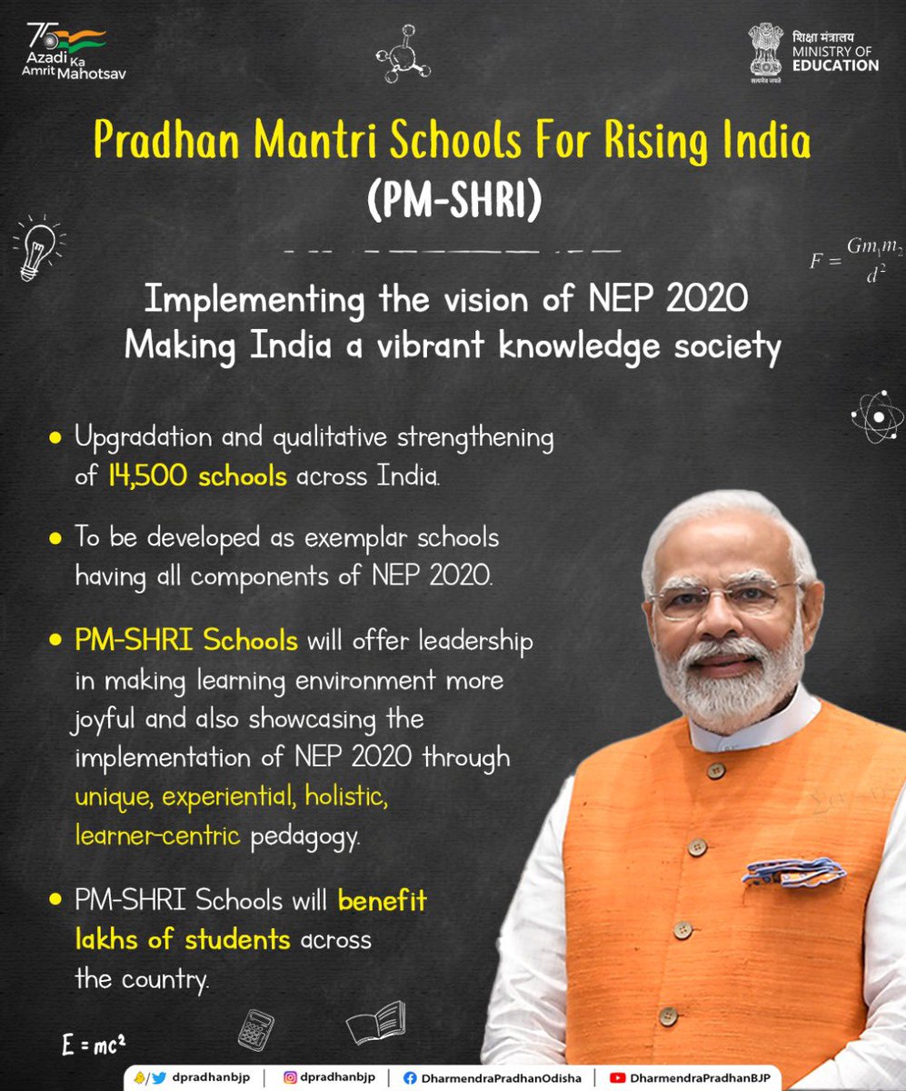 dpradhanbjp's tweet photo. #PMShriSchools~14,500 exemplar schools across the country to showcase the implementation of NEP 2020 and facilitate creation of well-rounded, future-ready citizens. https://t.co/oiUIQ3FOkG
