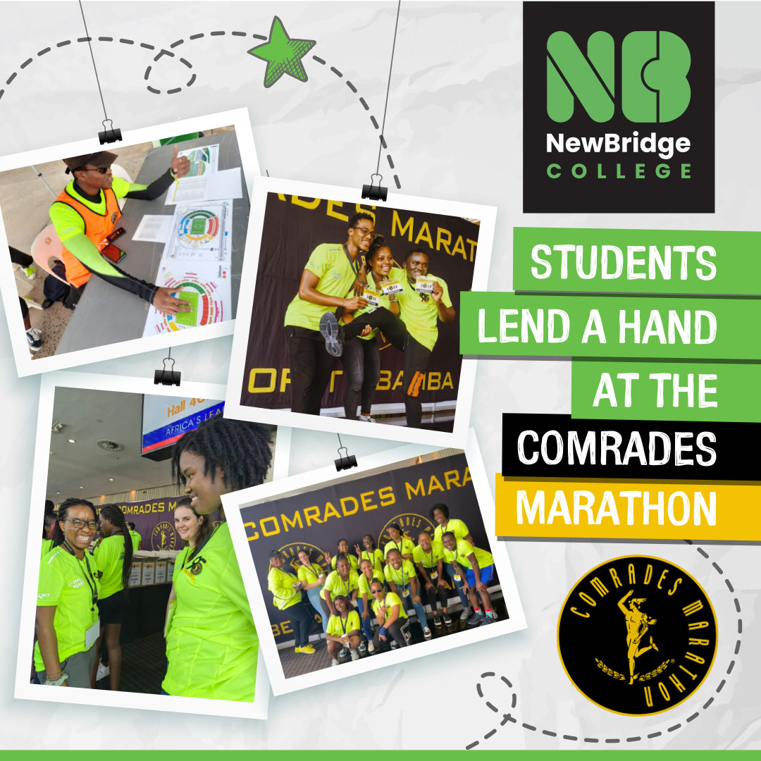 NewBridgeSA's tweet photo. The Comrades Marathon is the world’s oldest and largest ultramarathon, and some of our students decided to volunteer at the event to make sure it ran as smoothly as possible. We’re proud of our students for making a difference and helping make this a memorable run for everyone! https://t.co/V1CDm7QCza