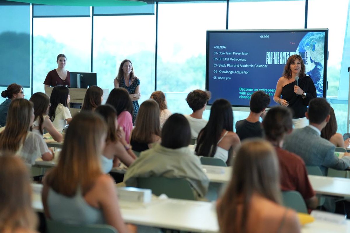 Esade's tweet photo. 🌍“51 students from 24 different nationalities are here because you CARE but also DARE to make the world a better place and we will do our best to help you to do it” Mònica Casabayó, #BITLASI academic director, welcomed the new generation of agents of change. #WelcomeToEsade https://t.co/dQmgJgVZk3