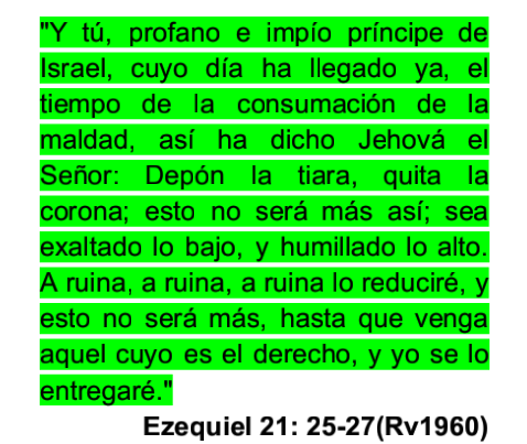 3Hechos17's tweet photo. Dios quitó la tiara que representaba el liderazgo de los sacerdotes, y la corona que simbolizaba la sucesión de los reyes.Ningún cargo fue restaurado por completo después del cautiverio.Sino cuando vino Cristo,quien es sumo Sumosacerdote y Rey por siempre.(Heb5:6, Lucas1:31-33) https://t.co/sJpEatAjd2