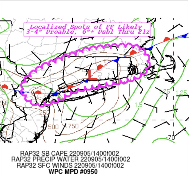 WX2BC's tweet photo. Weather Prediction Center has issued a Mesoscale Discussion noting possible significant Flooding in the northern NJ area and areas to the North and Northeast during the next few days

A Flood Watch remains active for our area as per NWS New York NY 

https://t.co/4HxponMhvp https://t.co/yuQAHPPrlW