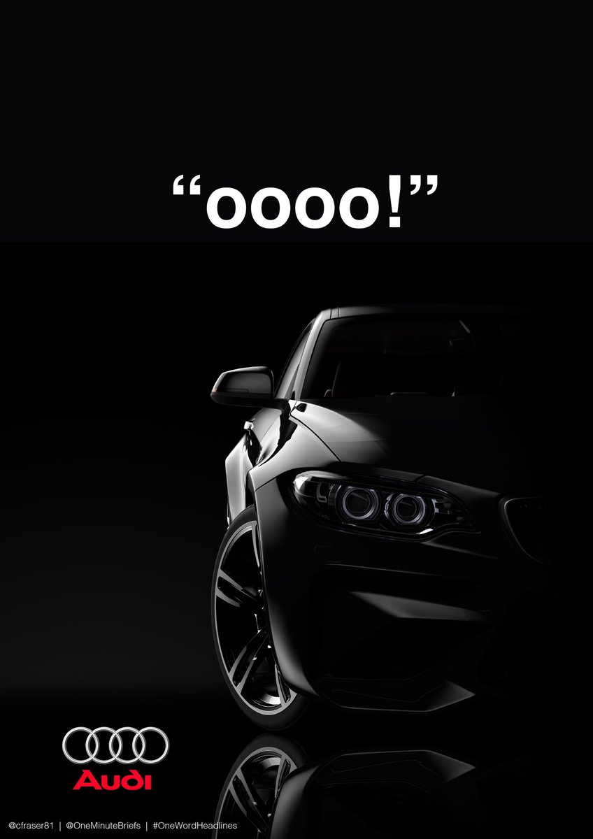 cfraser81's tweet photo. Advertise brands and products by only using one word.
Or in this case one sound 😬
@OneMinuteBriefs
#OneWordHeadlines https://t.co/WkkuyKTq5T