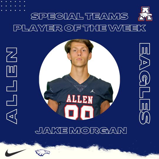 KICKNATION's tweet photo. Huge congrats to this guy for being named #SPTPOW @Jake_MorganFB @alleneaglesfb #kicknation #results #D1KICKER https://t.co/wvElM4TwXt