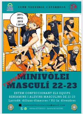 CV_Catarroja's tweet photo. El #ClubVoleibolCatarroja comença hui els entrenaments al #ColegioLarrodé. 🏐
Necessitem xics valents del 2007, 2008, 2009 i 2010 per completar l'infantil i el cadet masc.! Vine amb els amics!
#voleibol #Catarroja 
#Sompoble #Somvòlei #CEIP_Vil·la_Romana #Massanassa #Albal @fvbcv https://t.co/Cs3sFHemLW
