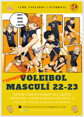 CV_Catarroja's tweet photo. El #ClubVoleibolCatarroja comença hui els entrenaments al #ColegioLarrodé. 🏐
Necessitem xics valents del 2007, 2008, 2009 i 2010 per completar l'infantil i el cadet masc.! Vine amb els amics!
#voleibol #Catarroja 
#Sompoble #Somvòlei #CEIP_Vil·la_Romana #Massanassa #Albal @fvbcv https://t.co/Cs3sFHemLW