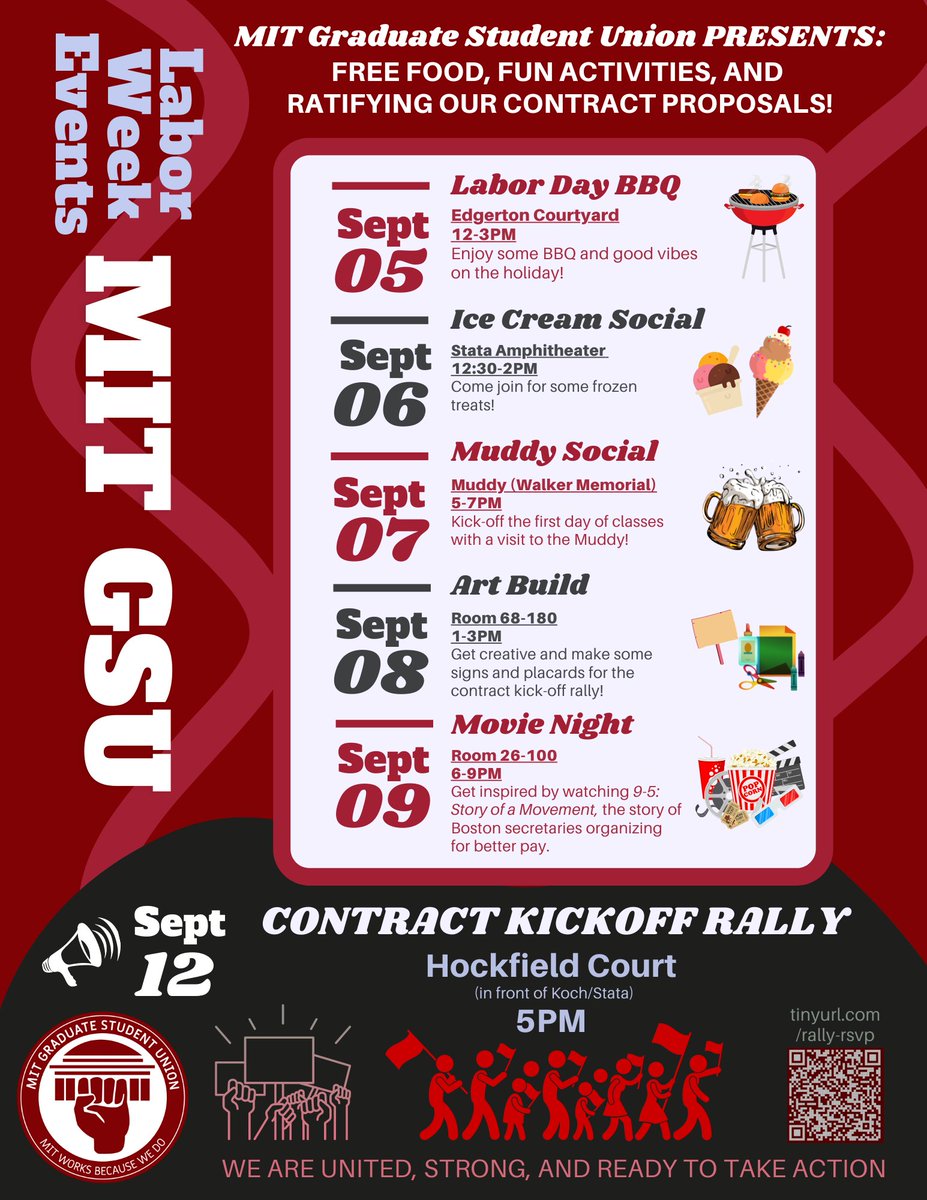 Happy Labor Day! Join us at multiple events we are hosting throughout the week in celebration of labor day and our upcoming Contract Kickoff Rally on Sept 12th.