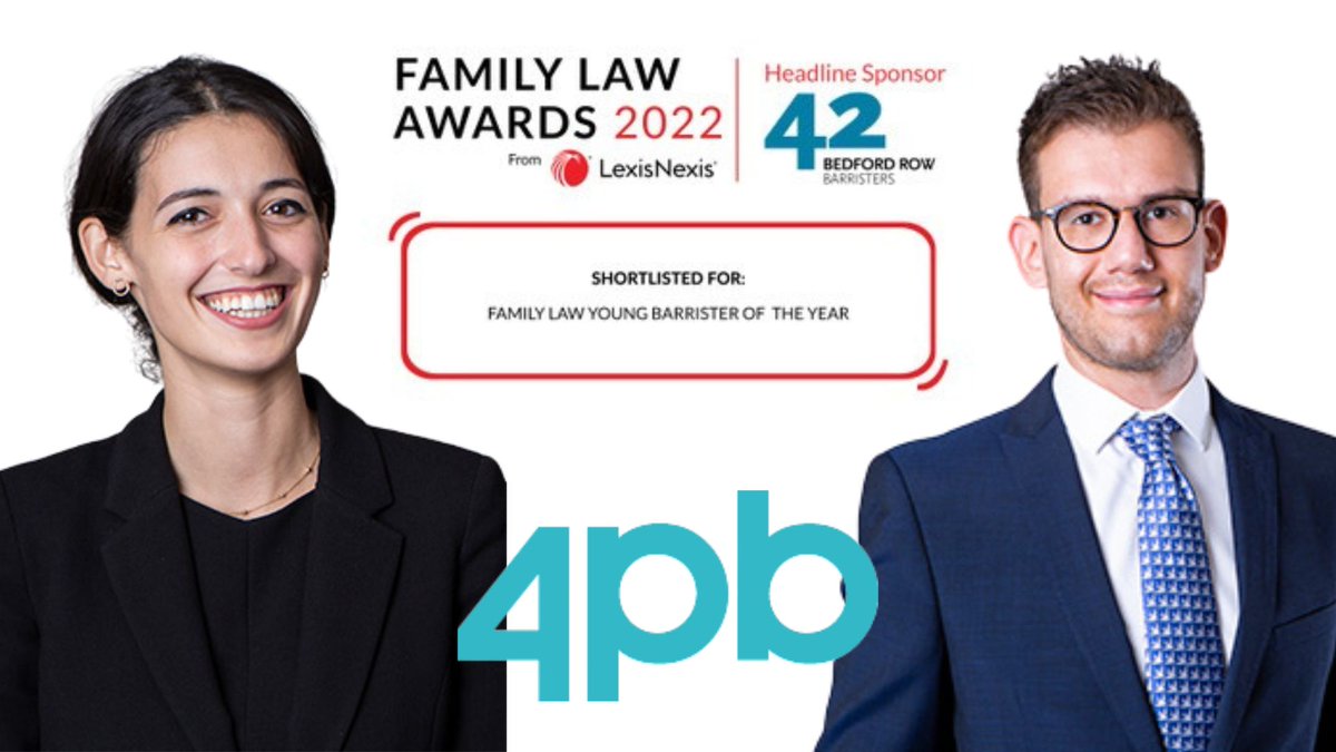 4PBFamilyLaw's tweet image. We are delighted that @ClarissaWigoder and @FrankieShama have been nominated for Family Law Young Barrister of the Year at this years #FamilyLawAwards. 

Everyone @4PBFamilyLaw wishes you both the best of luck.