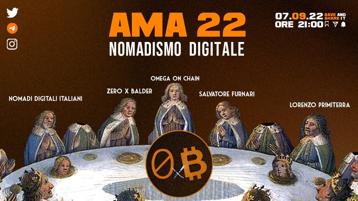 0xbusiness's tweet photo. 🎙 0xAMA #22 - Il Digital Nomadism All-around the World 🛩🌍

📅 Mercoledì 7 Settembre 
🕘 Ore 21:00 🇮🇹 
📍Twitter Space @0xbusiness 
🎙 AMA Vocale

1/ https://t.co/kLskgfHw11