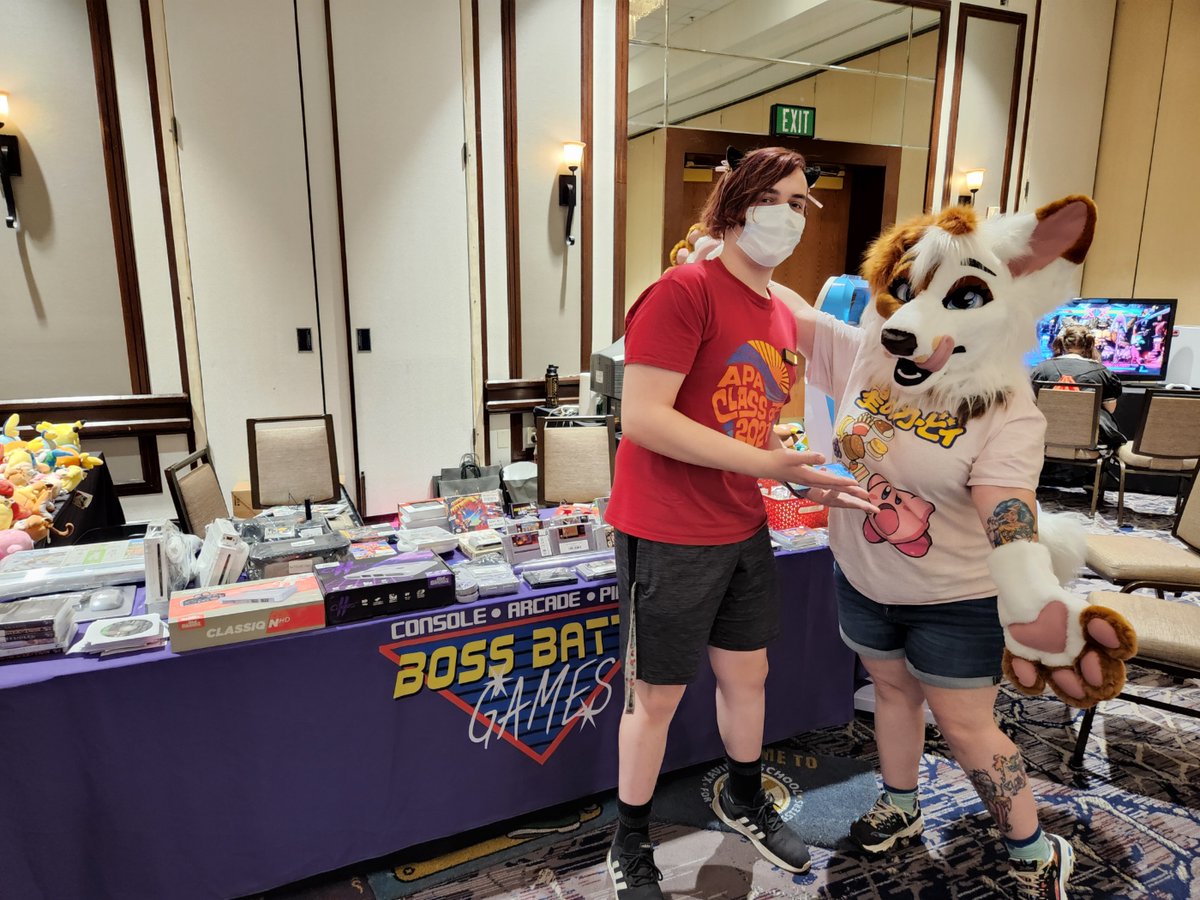 FloofElectric's tweet photo. A huge thank you again to Boss Battle Games of Castleton Square Mall for providing two big ole' cabinets and a fantastic selection of goods for @IndyFurCon 2022! If you have photos in front of their booth, please tag #IFC2022 #BossBattleGames in a reply! https://t.co/eSoanUGFpg