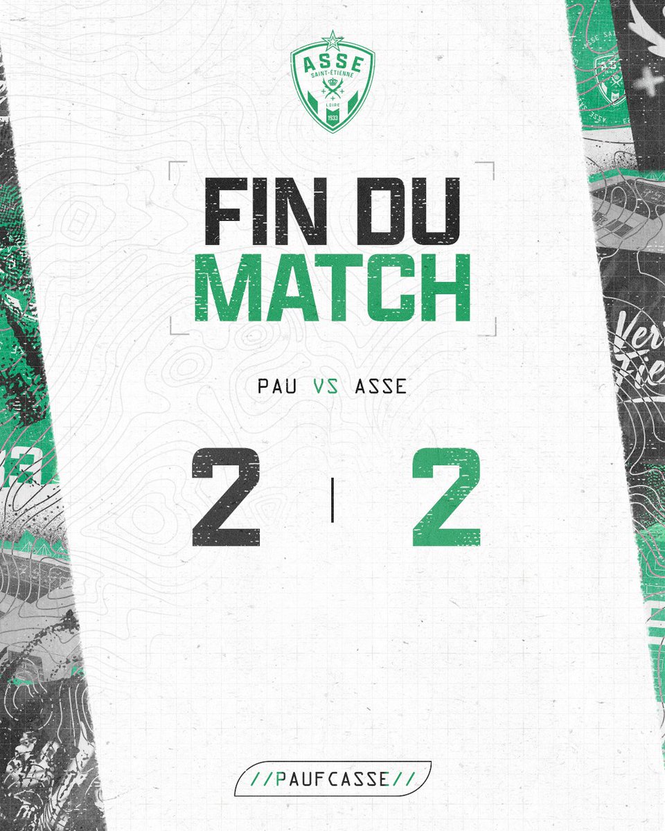 ASSEofficiel's tweet photo. 90e+4 : ⏹ C’est terminé. Malmenés ce soir, les Verts ont eu le mérite d’égaliser en infériorité numérique. Mais il faudra faire bien mieux, samedi, face à Bordeaux.

🟡 2-2 🤍 #PAUFCASSE https://t.co/yFe4ZCMyGM