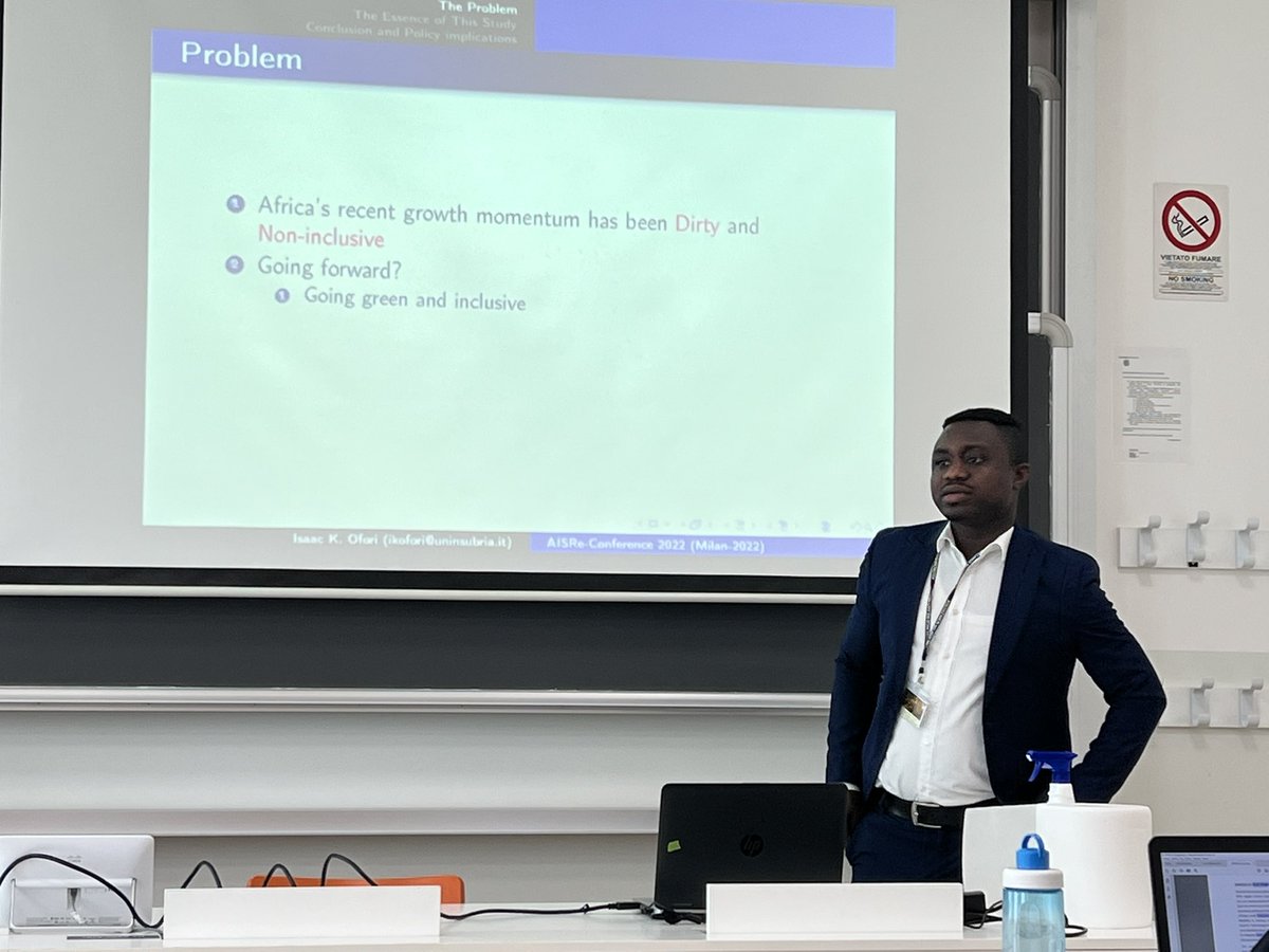 ik_ofori's tweet photo. Today, I attended the @SegreteriaAISRe conference being held at @polimi. I presented on “Inclusive Green Growth in Africa: Critical Energy Efficiency Synergies and Governance Thresholds”. #uninsubria #yorku #capevars #ghana #italy #canada #dieco #insubria #growth #energy https://t.co/sJNl5NztHO