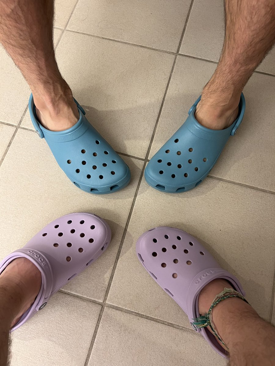GoddexxD's tweet photo. When you and your partner get @Crocs to match your video game characters now if only you could get some #FFXIV #jibbits to match ๐ https://t.co/wfs3lt9QAJ