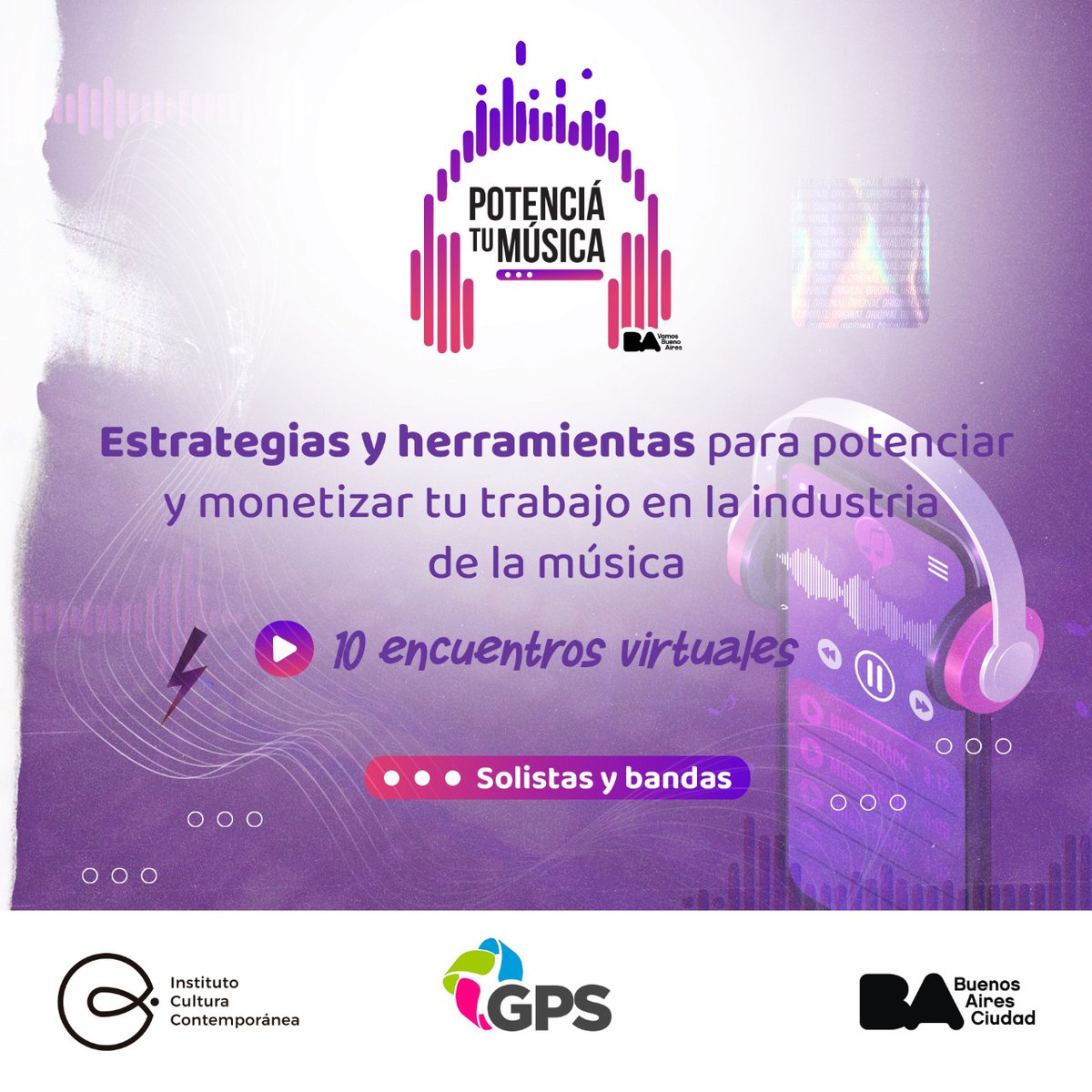 GPSsantafe's tweet photo. 📣Llegó #PotenciáTuMúsica🎶, un ciclo 💯% virtual destinado a jóvenes de todo el país que tengan una banda o proyecto musical y quieran continuar profesionalizándose.

❗Requisitos:
Tener entre 16 y 35 años

Para saber más e inscribirte: 
https://t.co/W61SMDv9wZ https://t.co/XTPeVvAYHv