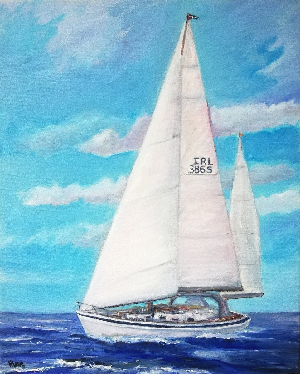 SOLD - Out at Sea,the true feeling of freedom!! ... oil on canvas #yachtart #seascape #kinsale