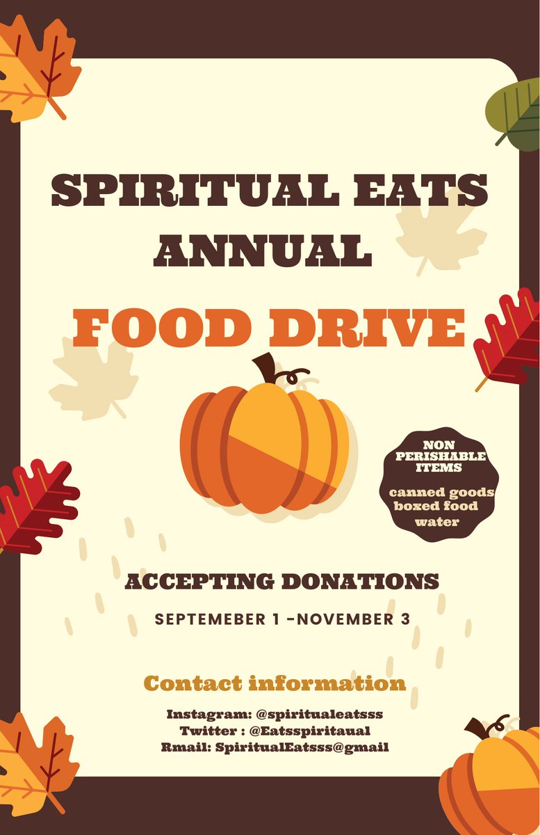 EatsSpiritual's tweet photo. Spiritual Eats is hosting our Annual Food Drive! We ask that you all would donate non-perishable food items. Dm for drop off location. Remember it’s always great to help others 🌻💛 https://t.co/ZyjpiPY5Ev