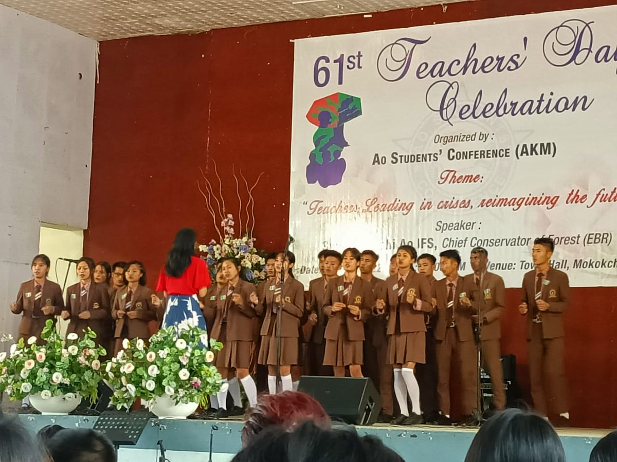 So privileged and blessed to Teach and Sing along with the students of N. I. Jamir Higher Secondary School, Mokokchung, Nagaland on Teachers' Day 2022 organized by Ao Students  Conference ( Ao Kaketshir  Mungdang)

You Are The Reason🥰🥰😇✍