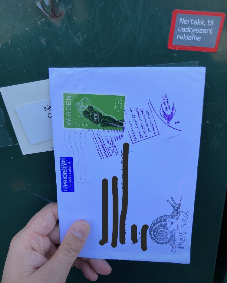 carolekringle's tweet photo. When post comes back to you! I sent this to my cousin in May. #Post #LostPost #SnailMail https://t.co/EAZFj72Kio