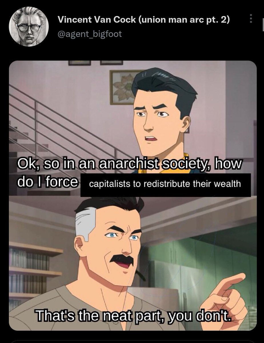 Bad_Anarchism's tweet photo. How would capitalists exist in an anarchist society https://t.co/DMe9x5a3iG