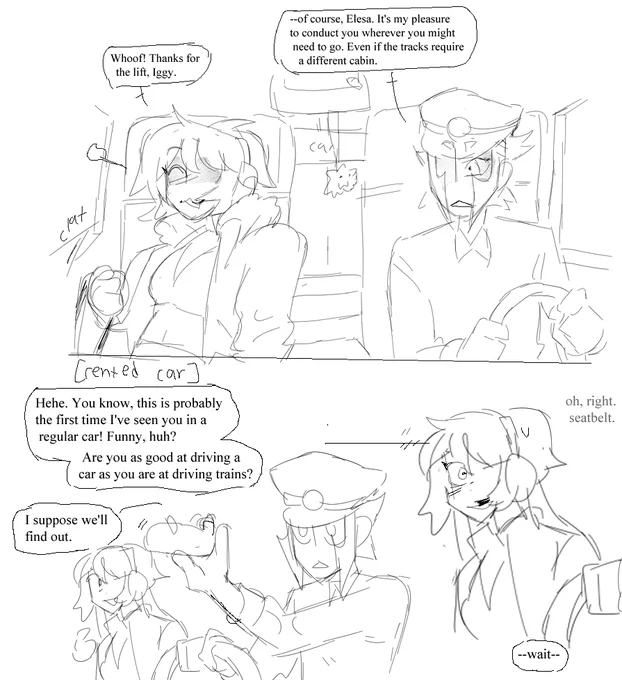 I like to think they both drive like absolute lunatics when they're not in a train 