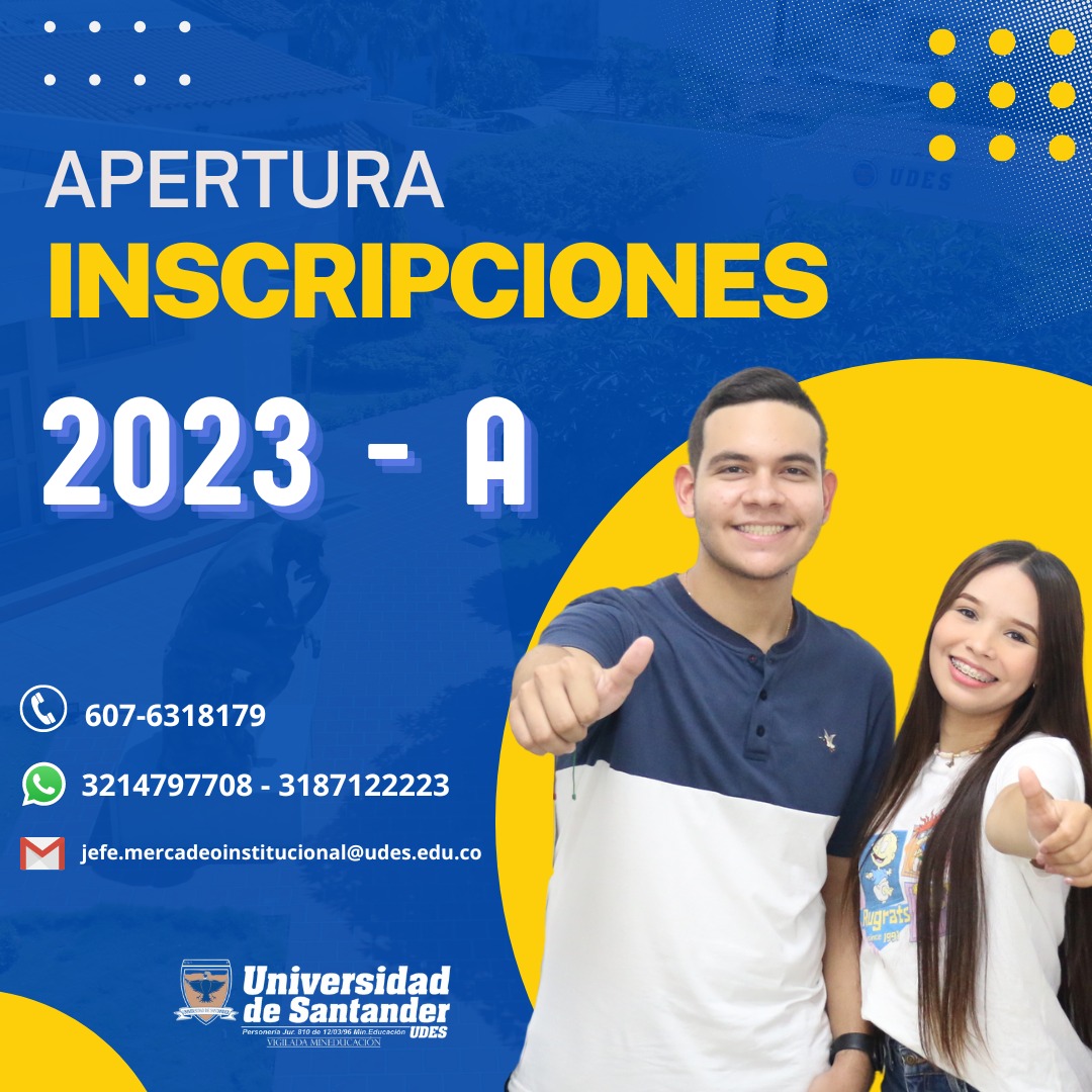 UDES_Valledupar's tweet photo. #UDESValledupar l 🔔🔔 Abrimos inscripciones de todos nuestros programas de pregrado semestre 2023 - A #PiensaGlobal #UDESigueFormando 👨💻📚🧾💡 Inscríbete aquí 👉 https://t.co/UeOG8mydnb https://t.co/p9vUuWPo2y