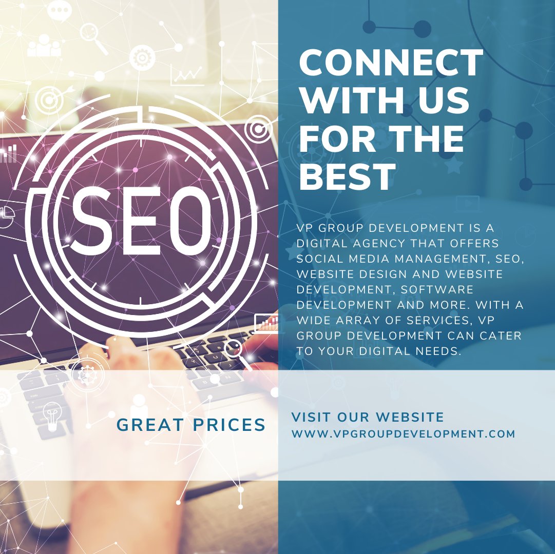 vpgroupdev's tweet photo. Connect with us for the best
VP Group Development is a digital agency that offers social media management, SEO, website design and website development, software development and more.
 #marketingagency #marketing #digitalmarketing #marketingstrategy https://t.co/qNQpXWKtMj