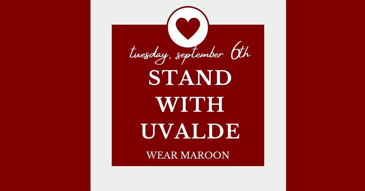 Uvalde students, teachers, and staff will return to school for the first time since the tragic events that took place at Robb Elementary School on May. 24,2022. Everyone is encouraged to show support to the community by wearing the school color on Tuesday. #uvaldestrong