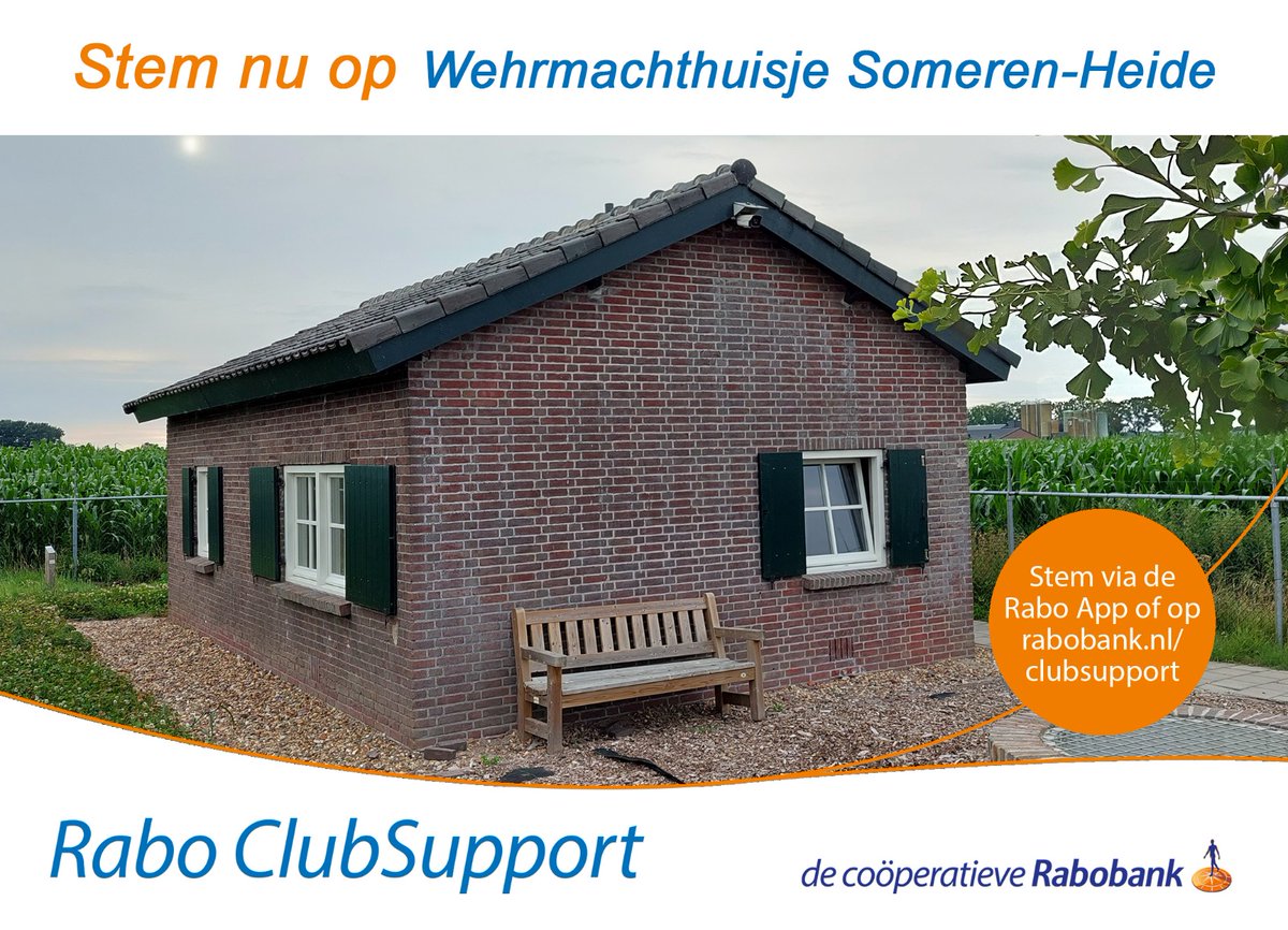 wehrmachthuisje's tweet photo. Ook wij doen mee met Rabo ClubSupport. Mogen wij op uw stem rekenen?? #RaboClubSupport #wehrmachthuisje #somerenheide #rabobank #rabobankpeellandzuid https://t.co/U6DmSbFbjz