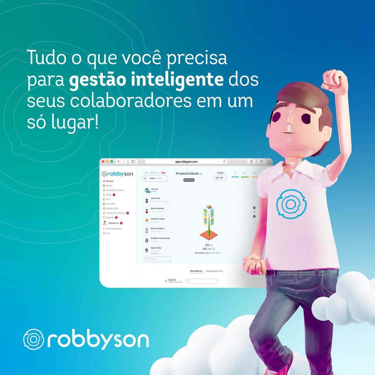 Gerir de forma inteligente não será mais uma dificuldade para você. Nós da Robbyson temos tudo o que precisa para engajar, otimizar a performance, capacitar e treinar seus colaboradores. E não para por aí! Quer saber como? Entre em contato conosco pelo link do perfil. 🚀
