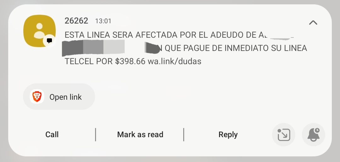 MrRichi13's tweet photo. @Telcel He estado recibiendo este tipo de mensajes. ¿Por qué me afecta a mí la deuda de otra persona? https://t.co/Xtgd0GNq8R
