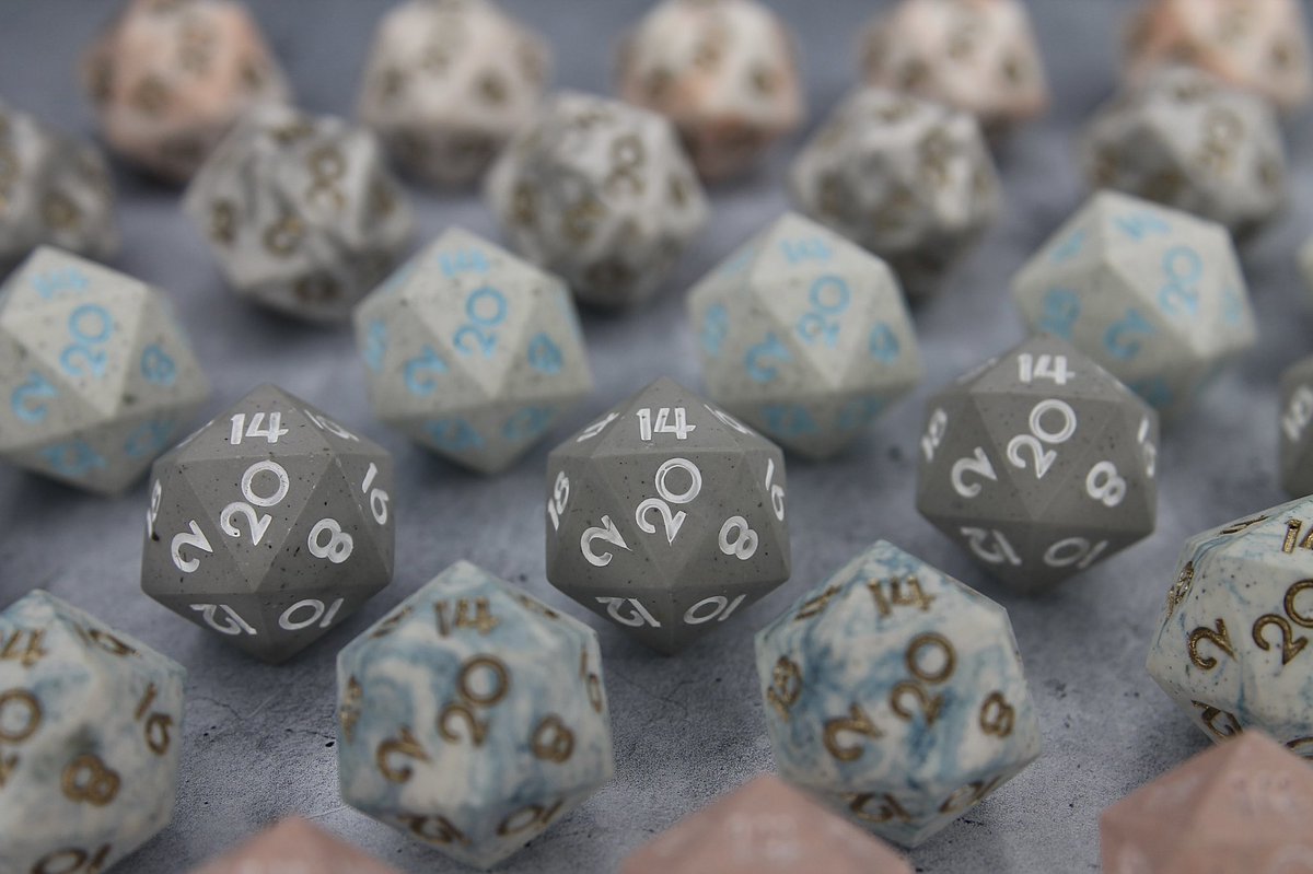 Introducing….. faux stone dice 🤩

There will be 35 singles available at the #edmontonexpo later this month along with 200 resin sets and 42 resin singles 

#TTRPG #dnd5e #handmadedice