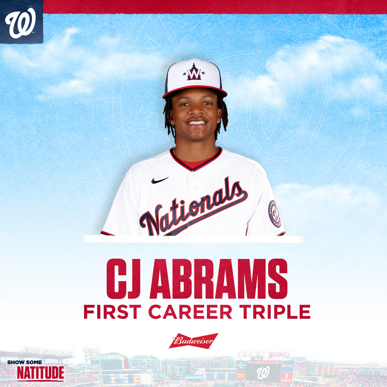 Washington Nationals on X: CJ Abrams has the 1st triple of his @MLB  career. @budweiserusa // #NATITUDE  / X