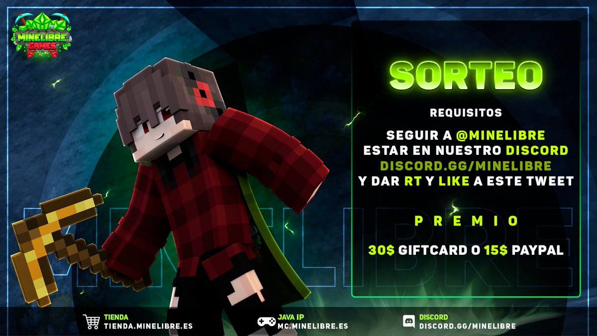 minelibreES's tweet photo. NUEVO SORTEO EN MINELIBRE 🥳

Los pasos para participar son simples:
1⃣ Estar en https://t.co/mZXEjLl40c
2⃣ Darle Like ❤️ al tweet.
3⃣ Darle RT 🔁 al tweet.

🏆 Premio al ganador:
💵 30$ en la tienda o 15$ Paypal!

Buena suerte a todos! 😼 https://t.co/Wnqr9SM50N