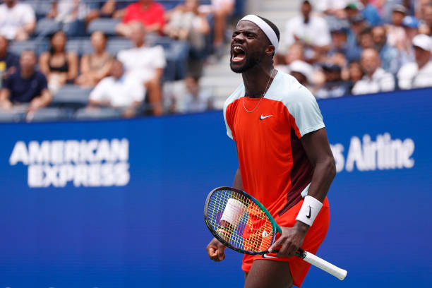 christophclarey's tweet photo. With a monster hold, Frances Tiafoe takes a two set to one lead over Rafael Nadal in the fourth round of the US Open. The crowd in Ashe Stadium is in full voice

#getty https://t.co/ojZOuFGPI5
