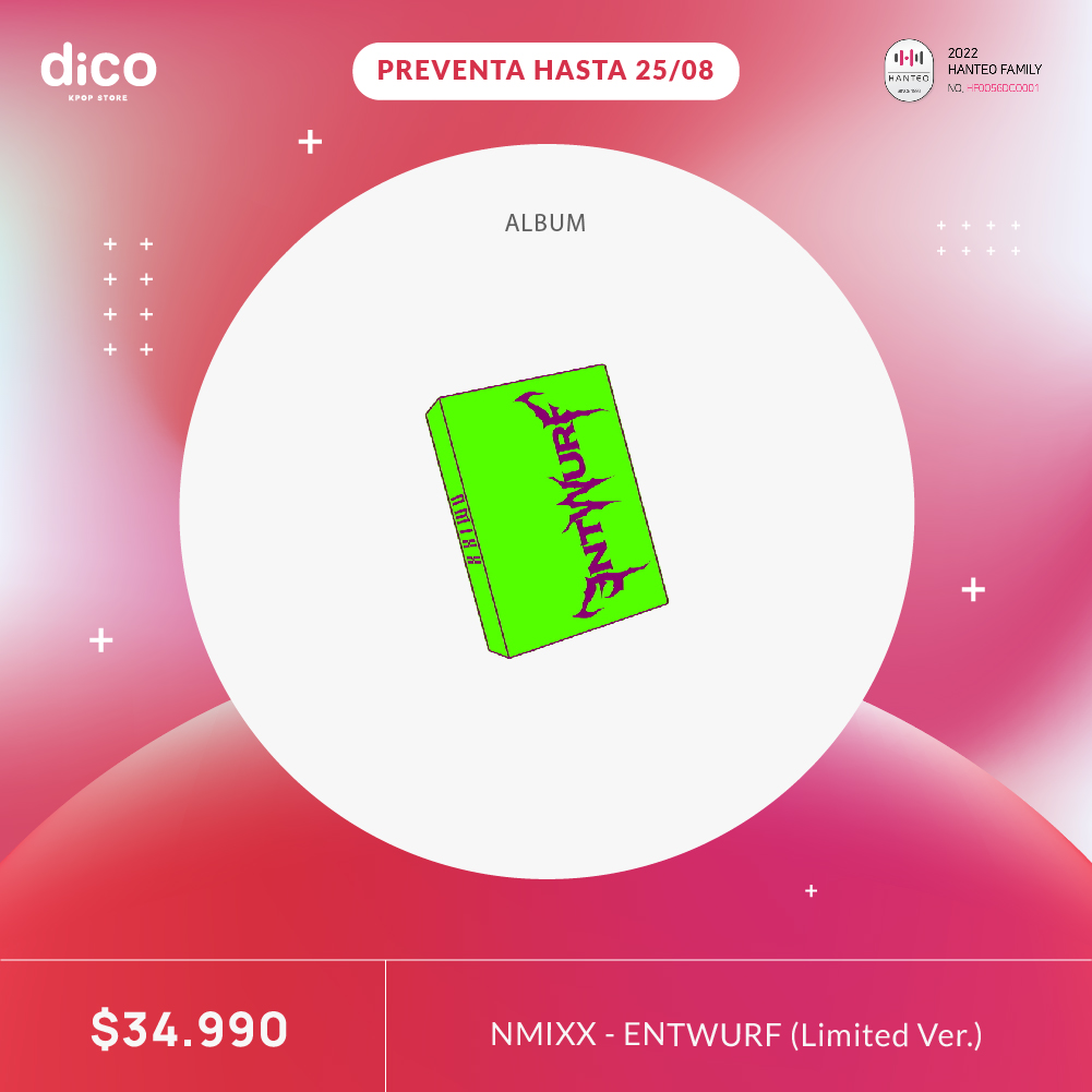dico_store's tweet photo. Aún disponible en PRE-VENTA LIMITADA el álbum de #NMIXX - "ENTWURF" en su versión estándar &amp; limitada 💛

¡Conoce los detalles en nuestra web!

Pídelo en: https://t.co/5zpJBYoTci

#NMIXX #NMIXX_ENTWURF #Kpop #tiendadekpop https://t.co/FuuYDnbN7h