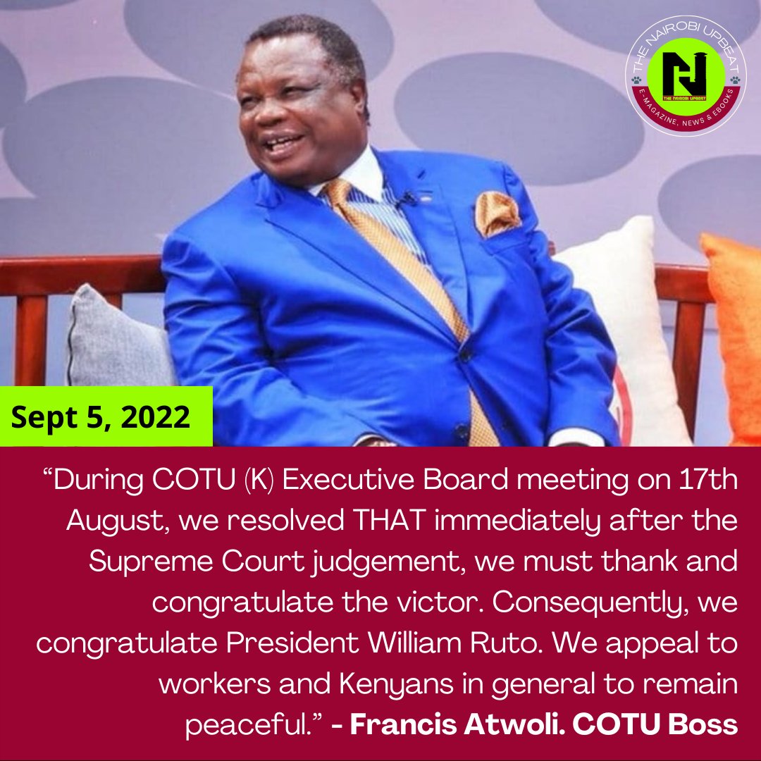 NairobiUpbeatHQ's tweet photo. Congratulations President William Ruto.
Here are a few messages from leaders and celebrities.
#NairobiUpbeat #WilliamRuto #YoweriMuseveni #FrancisAtwoli #TheVoteKE #SoPolitical #SupremeRuling #leaders https://t.co/Clr0prSWdr