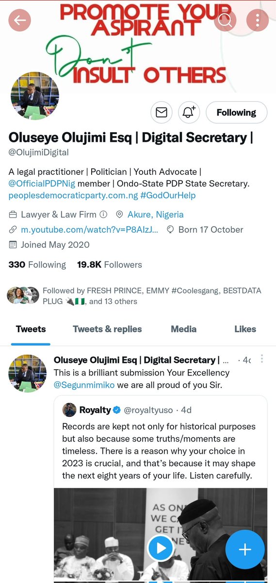 Vicjnr_'s tweet photo. @BolanleCole @OlujimiDigital Following https://t.co/PeyQEUvcI5