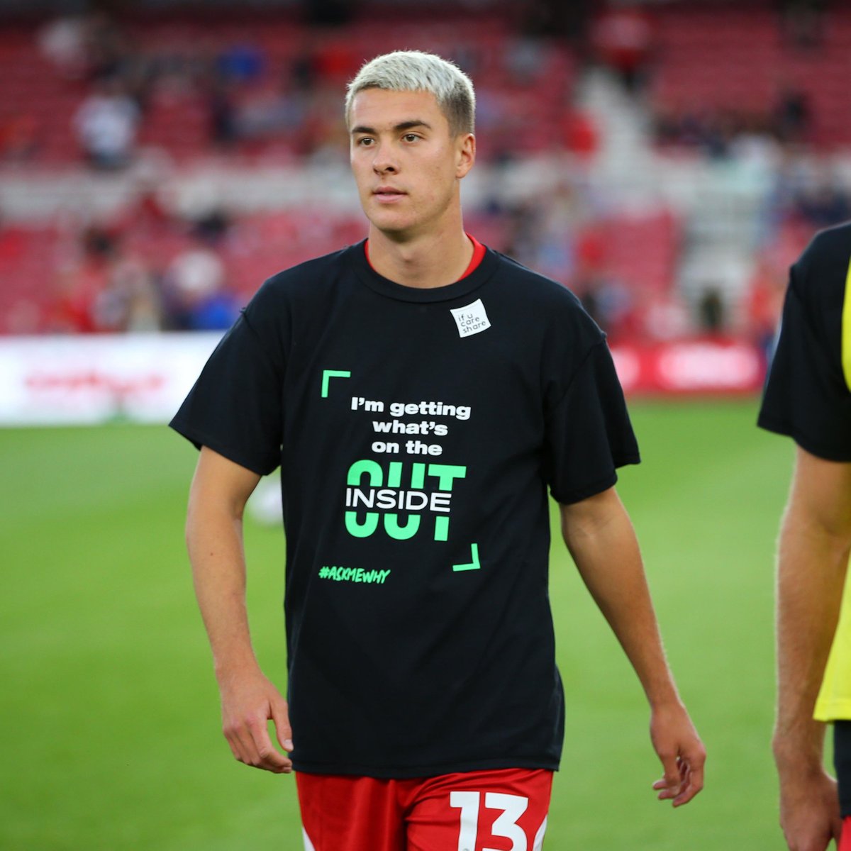 ifucareshare's tweet photo. Getting what's on the Inside, Out 💚

A memorable day here with @Boro &amp; @SunderlandAFC  wearing our Inside Out T-Shirts to warm up in ahead of their match ⚽️ https://t.co/AYCUcYVjq8