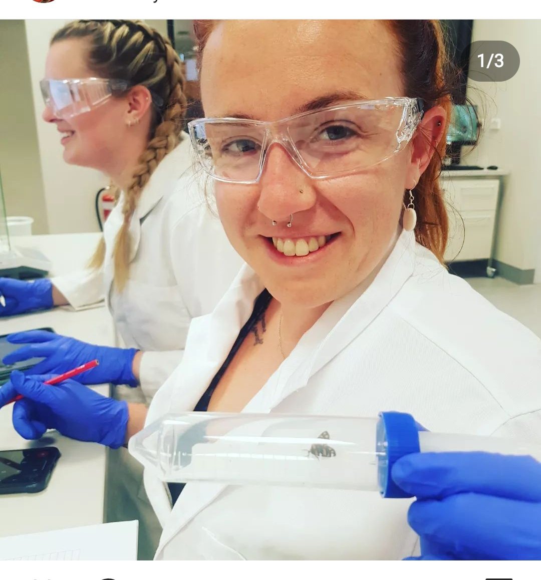 Ellaaakins's tweet photo. Rate photo of me in my happy place, doing the science things in the lab last week... Finding out metabolic rates of invertebrates. #unisc #metabolicrate #animalecology #WomenInSTEM https://t.co/Mb5bvlU94e